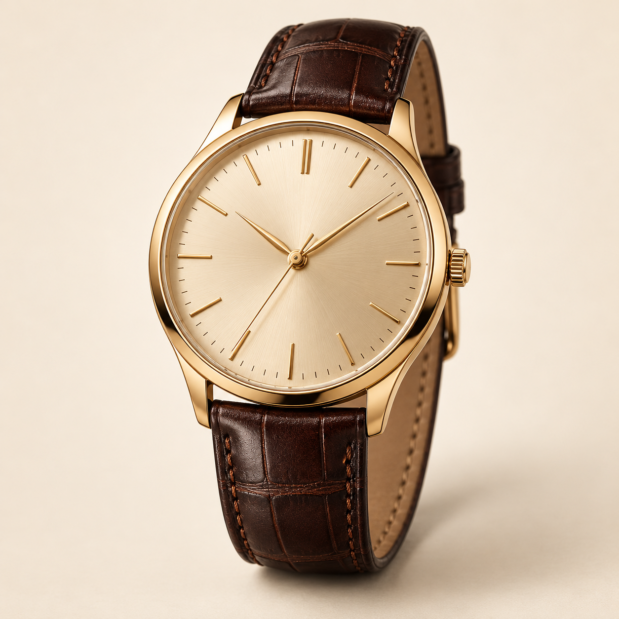 Solstice dress watch with a champagne dial
